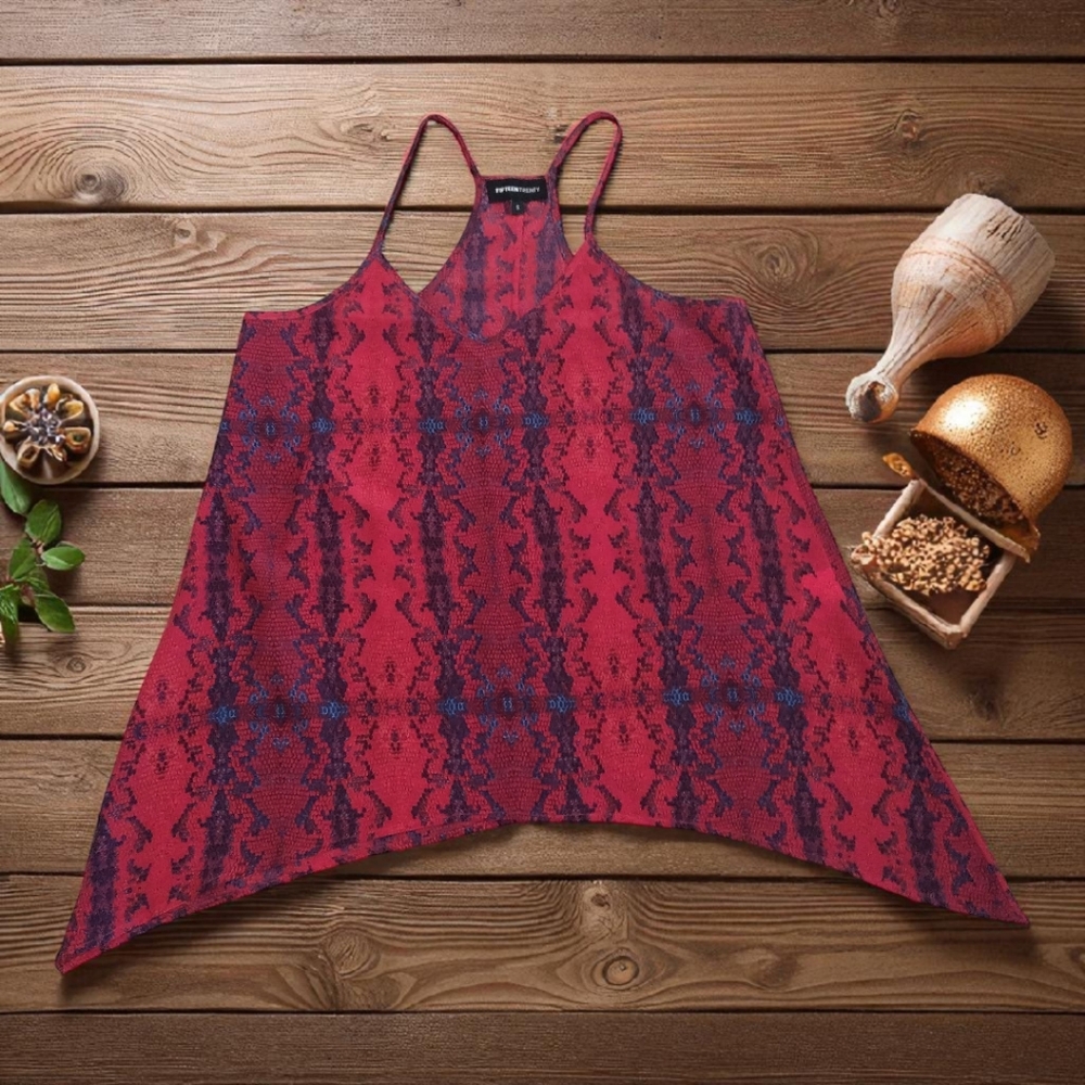 Fifteen Twenty Red And Blue Snakeskin Top